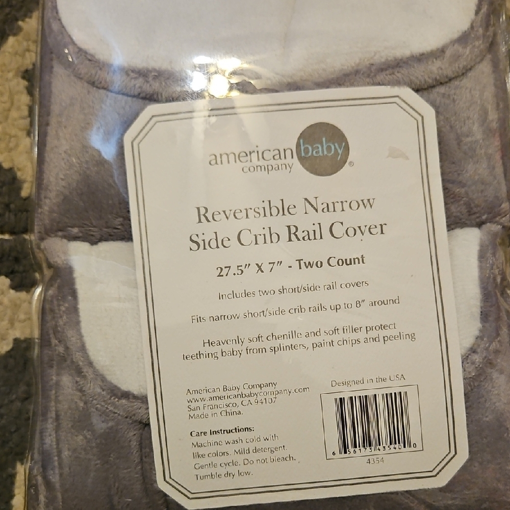 Gray Reversible Crib Rail Cover